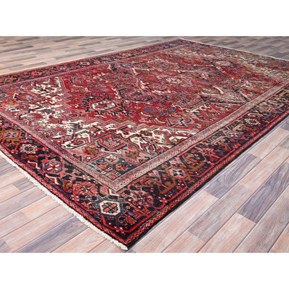 Heriz Wool Hand Knotted Rug Red Black 7.6X11.6 -O086178