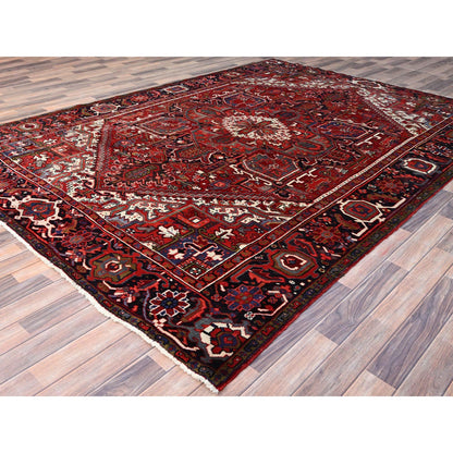 Heriz Wool Hand Knotted Rug Red Blue 7.9X10.8 -O086179