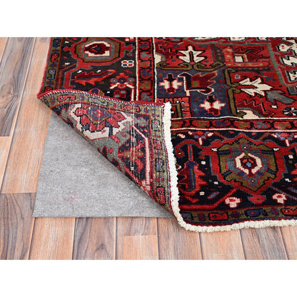Heriz Wool Hand Knotted Rug Red Blue 7.9X10.8 -O086179