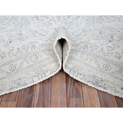 Overdyed & Vintage Wool Hand Knotted Rug Ivory Ivory 9.0X10.11 -O086188