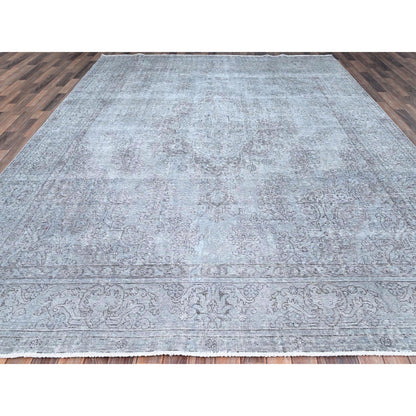 Overdyed & Vintage Wool Hand Knotted Rug Grey Gray 9.5X12.0 -O086189