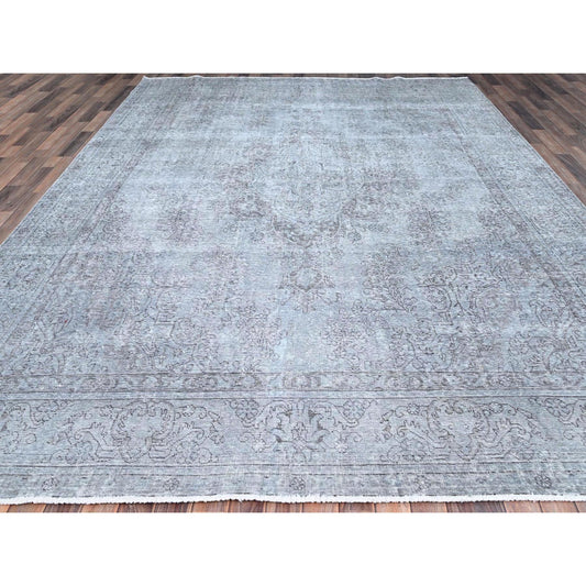 Overdyed & Vintage Wool Hand Knotted Rug Grey Gray 9.5X12.0 -O086189