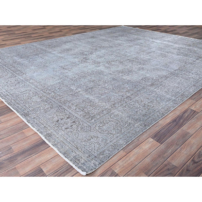 Overdyed & Vintage Wool Hand Knotted Rug Grey Gray 9.5X12.0 -O086189