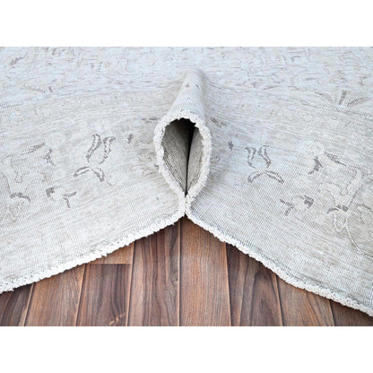 Overdyed & Vintage Wool Hand Knotted Rug Ivory Ivory 9.4X12.1 -O086192