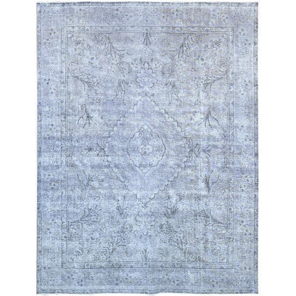 Overdyed & Vintage Wool Hand Knotted Rug Grey Gray 9.6X12.4 -O086193