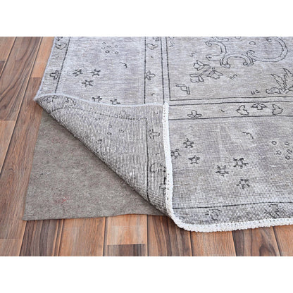 Overdyed & Vintage Wool Hand Knotted Rug Grey Gray 9.6X12.4 -O086193