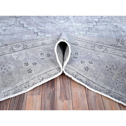 Overdyed & Vintage Wool Hand Knotted Rug Grey Gray 9.6X12.4 -O086193