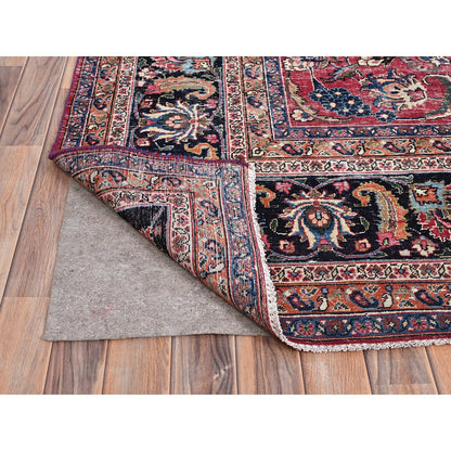Overdyed & Vintage Wool Hand Knotted Rug Red Blue 10.0X12.7 -O086195