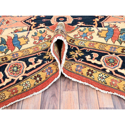 Heriz Wool Hand Knotted Rug Red Blue 8.2X9.11 -O086201