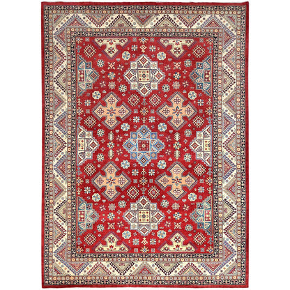 Kazak Wool Hand Knotted Rug Red Ivory 10.1X13.9 -O086207