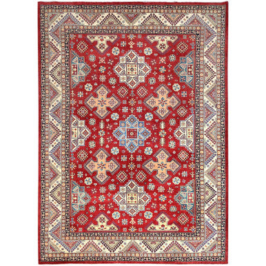 Kazak Wool Hand Knotted Rug Red Ivory 10.1X13.9 -O086207