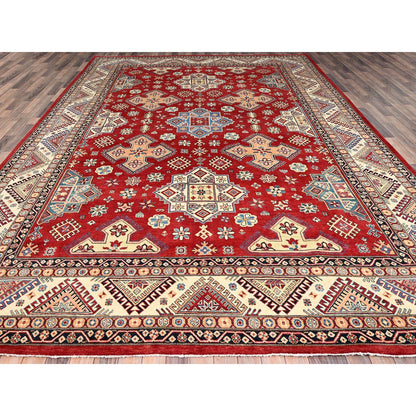 Kazak Wool Hand Knotted Rug Red Ivory 10.1X13.9 -O086207