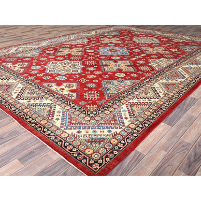 Kazak Wool Hand Knotted Rug Red Ivory 10.1X13.9 -O086207