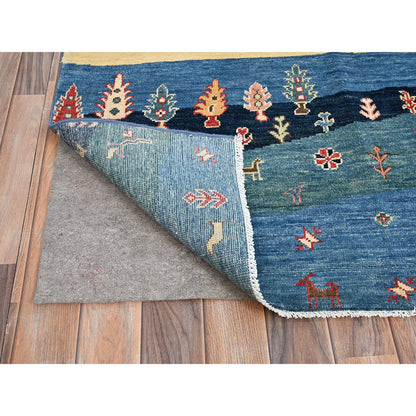 Tribal & Geometric Wool Hand Knotted Rug Blue No Border 8.0X9.7 -O086214