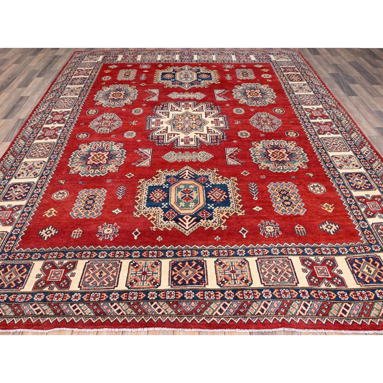 Red 8'2" x 10'0" Kazak Hand knotted Wool Rug - Sku: O086216
