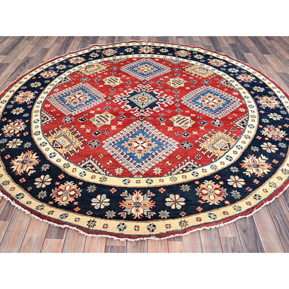 Kazak Wool Hand Knotted Rug Red Blue 7.9X7.10 -O086217