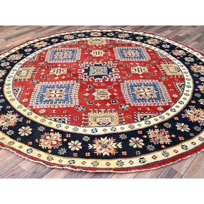 Kazak Wool Hand Knotted Rug Red Blue 7.9X7.10 -O086217