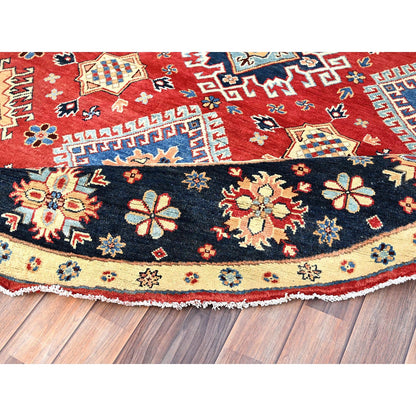Kazak Wool Hand Knotted Rug Red Blue 7.9X7.10 -O086217
