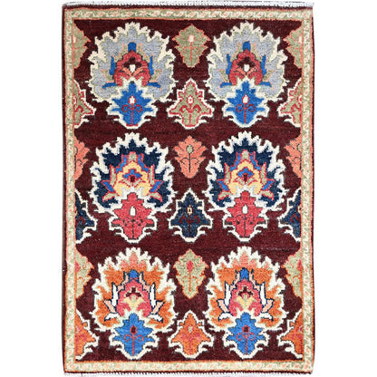 Kazak Wool Hand Knotted Rug Brown Ivory 2.0X2.11 -O086225