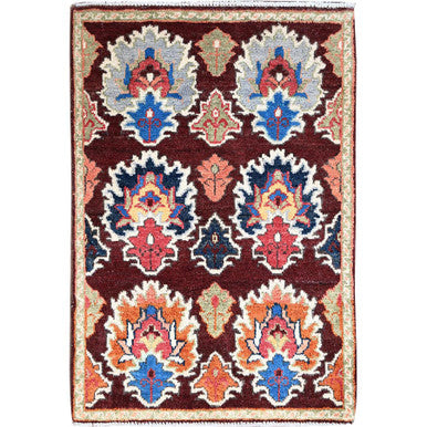 Kazak Wool Hand Knotted Rug Brown Ivory 2.0X2.11 -O086225