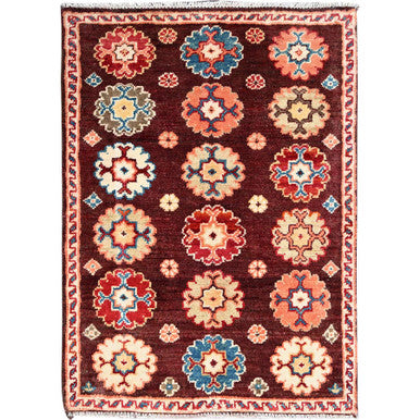 Kazak Wool Hand Knotted Rug Brown Ivory 2.0X2.10 -O086241