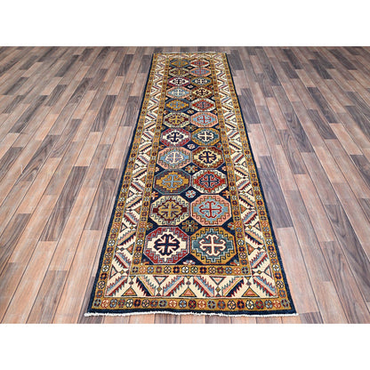 Kazak Wool Hand Knotted Rug Blue Ivory 2.7X9.6 -O086248