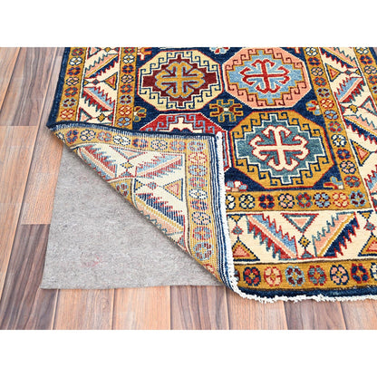 Kazak Wool Hand Knotted Rug Blue Ivory 2.7X9.6 -O086248