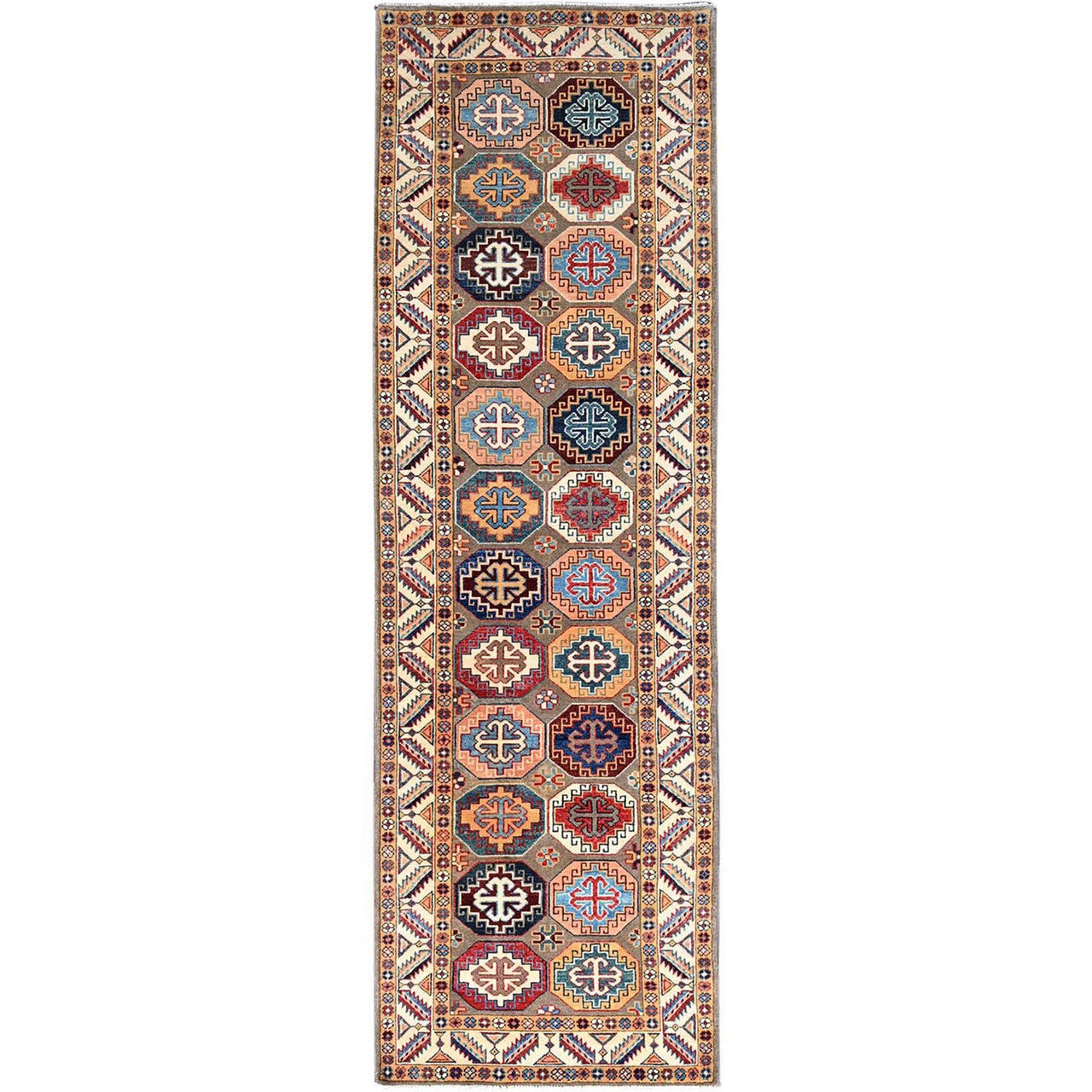 Gray 2'10" x 9'9" Kazak Hand knotted Wool Rug - Sku: O086249