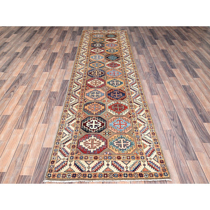 Kazak Wool Hand Knotted Rug Grey Ivory 2.10X9.9 -O086249