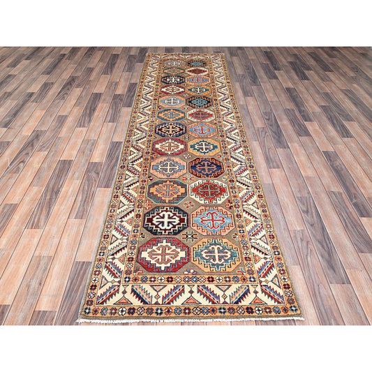 Kazak Wool Hand Knotted Rug Grey Ivory 2.10X9.9 -O086249