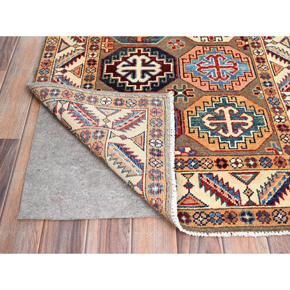 Kazak Wool Hand Knotted Rug Grey Ivory 2.10X9.9 -O086249