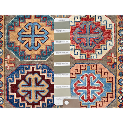 Kazak Wool Hand Knotted Rug Grey Ivory 2.10X9.9 -O086249