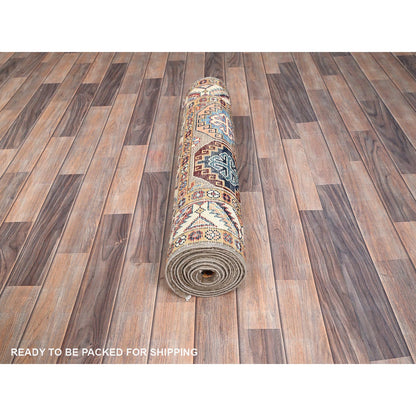Kazak Wool Hand Knotted Rug Grey Ivory 2.10X9.9 -O086249