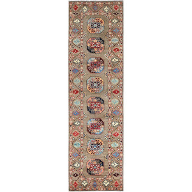Kazak Wool Hand Knotted Rug Grey Gray 2.8X9.7 -O086250