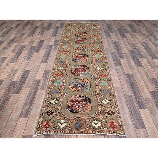 Kazak Wool Hand Knotted Rug Grey Gray 2.8X9.7 -O086250