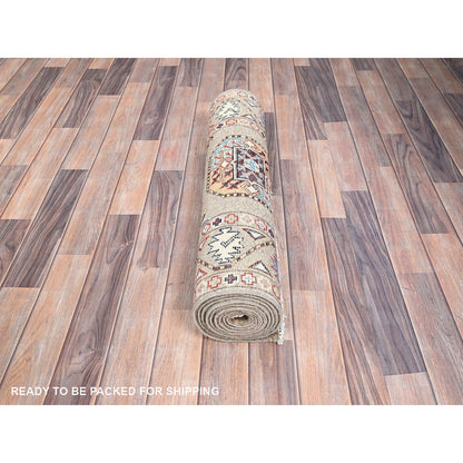 Kazak Wool Hand Knotted Rug Grey Gray 2.8X9.7 -O086250