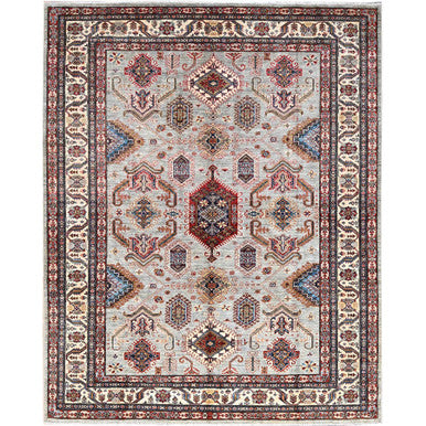 Kazak Wool Hand Knotted Rug Ivory Beige 7.11X9.10 -O086261