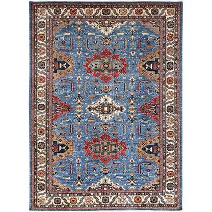Kazak Wool Hand Knotted Rug Blue Ivory 9.11X13.4 -O086266