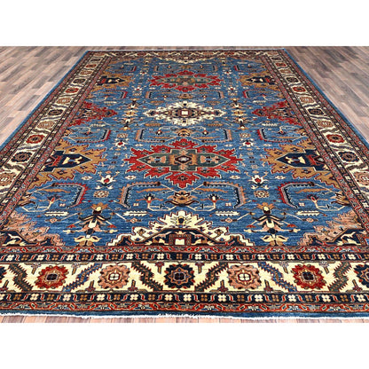Kazak Wool Hand Knotted Rug Blue Ivory 9.11X13.4 -O086266