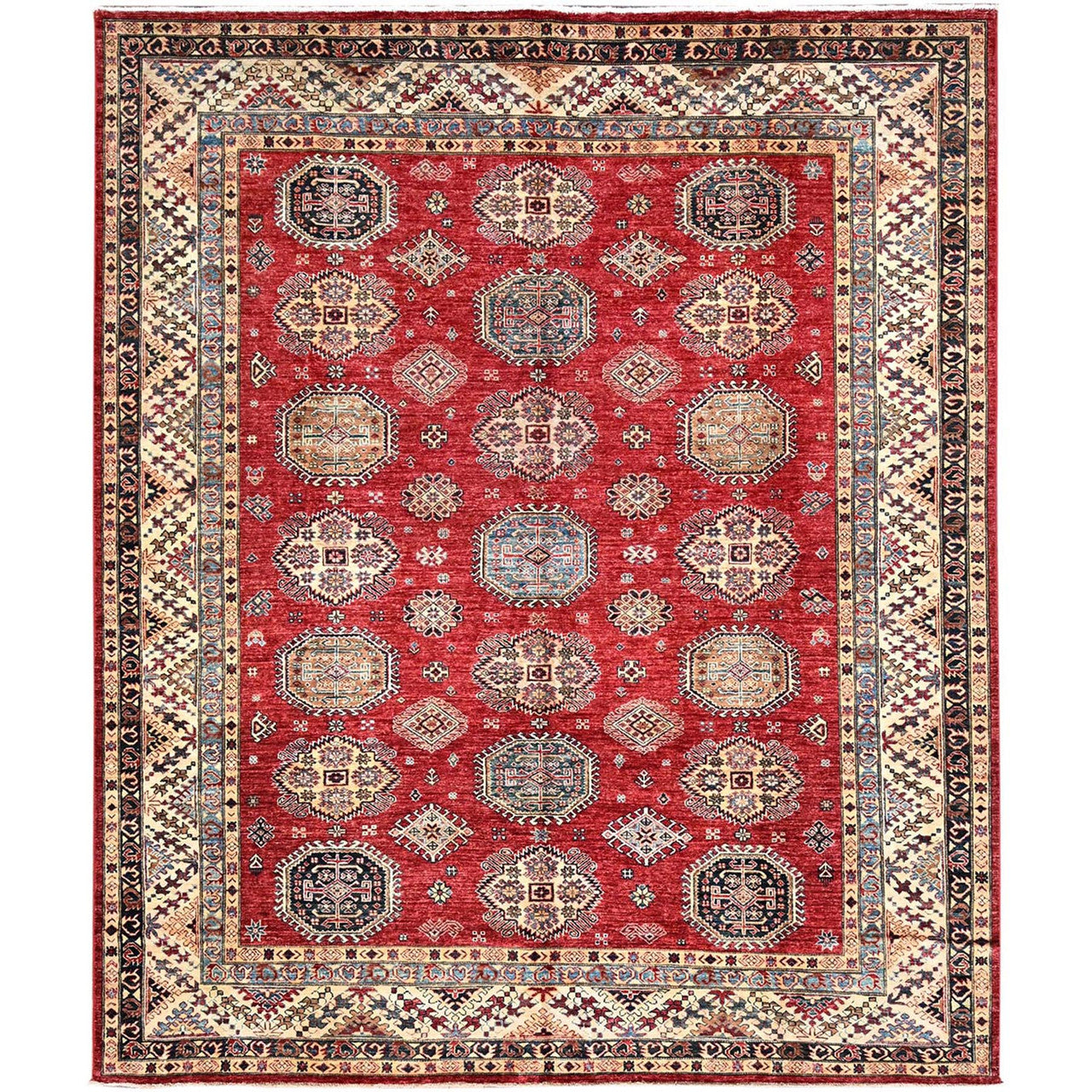 Red 8'4" x 9'10" Kazak Hand knotted Wool Rug - Sku: O086267