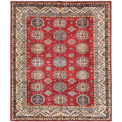Kazak Wool Hand Knotted Rug Red Ivory 8.4X9.10 -O086267
