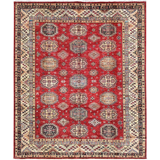 Kazak Wool Hand Knotted Rug Red Ivory 8.4X9.10 -O086267