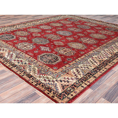 Kazak Wool Hand Knotted Rug Red Ivory 8.4X9.10 -O086267