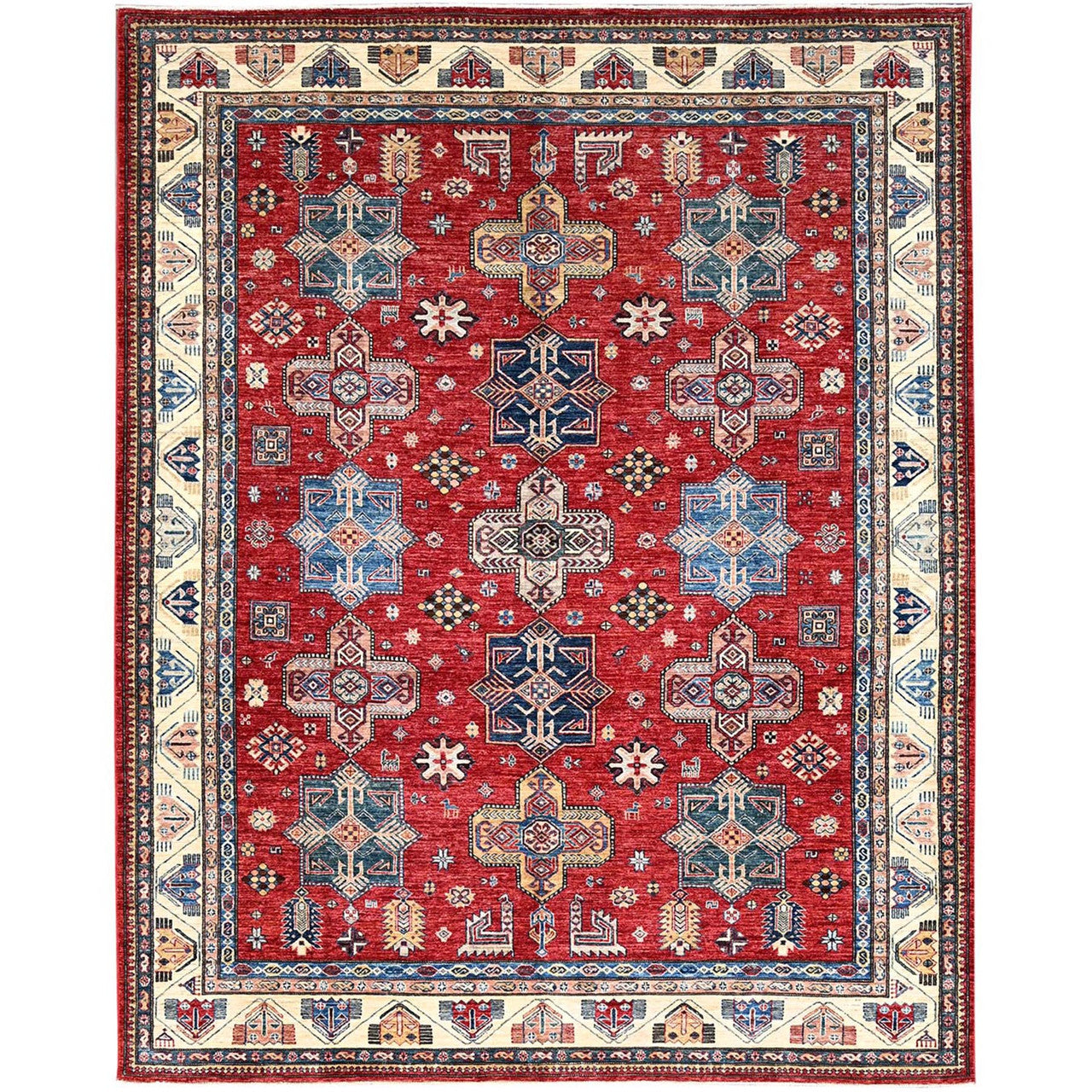 Red 8'2" x 10'4" Kazak Hand knotted Wool Rug - Sku: O086269