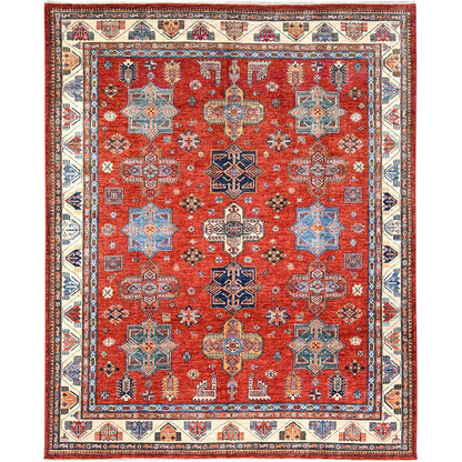 Kazak Wool Hand Knotted Rug Red Ivory 8.2X9.10 -O086273