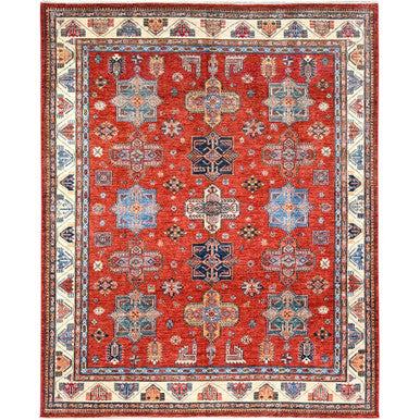 Kazak Wool Hand Knotted Rug Red Ivory 8.2X9.10 -O086273