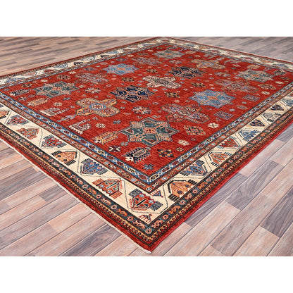 Kazak Wool Hand Knotted Rug Red Ivory 8.2X9.10 -O086273