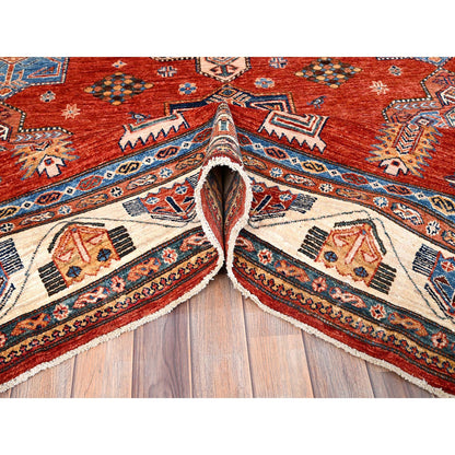 Kazak Wool Hand Knotted Rug Red Ivory 8.2X9.10 -O086273