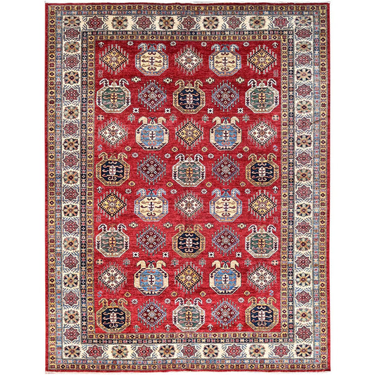 Kazak Wool Hand Knotted Rug Red Ivory 8.1X10.4 -O086275