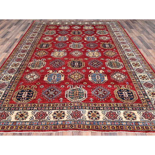 Kazak Wool Hand Knotted Rug Red Ivory 8.1X10.4 -O086275